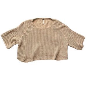 FREE PEOPLE Cropped Oversized Knit Short Sleeve Sweater Size Small
